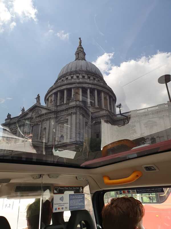 Black Cab Tours of London - zero emissions black cab taxi - St Pauls through the glass roof